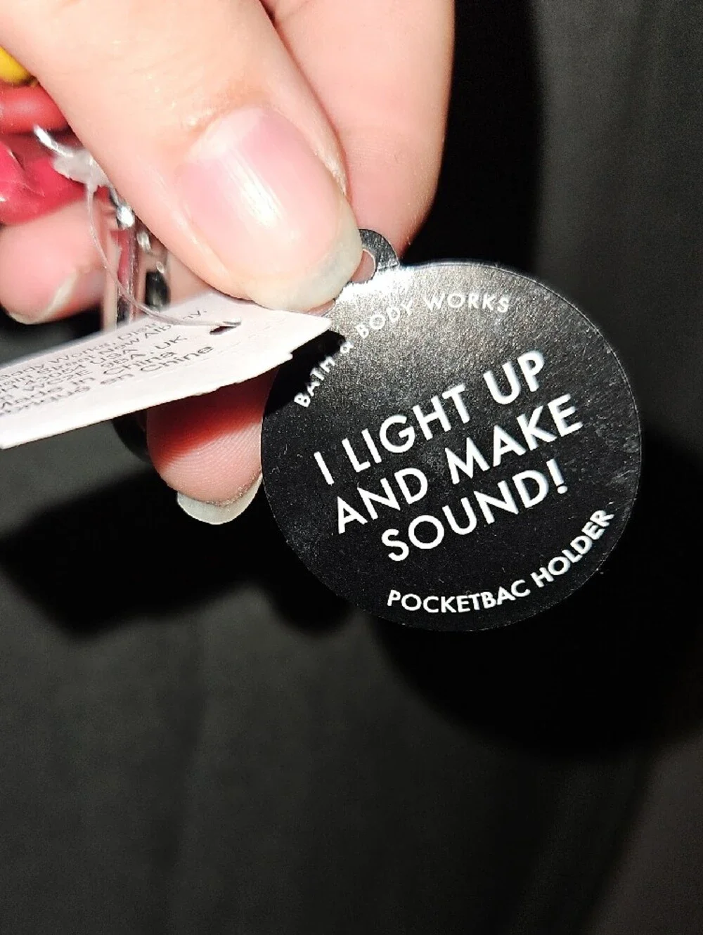 Bath & Body Works Black PocketBac Tag with White Text